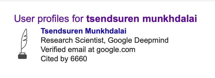 Empasoft 技术学院创始人、Google DeepMind 高级人工智能研究员 Munkhdalai Tsendsuren 博士的学术引用量突破 6660 次！